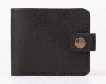 Портмоне из натуральной кожи с монетницей Black 11,5x9,5 см